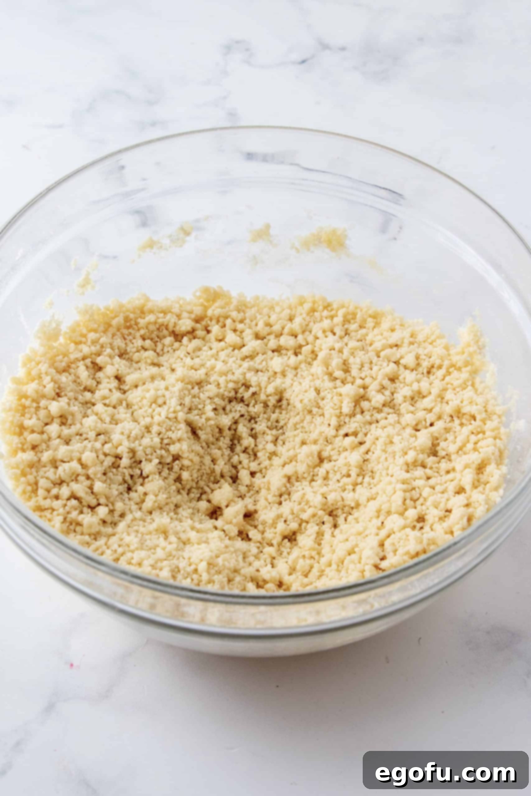 Crimson Raspberry Flip Cake 14 Crumb mixture after flour and butter mixture are combined.