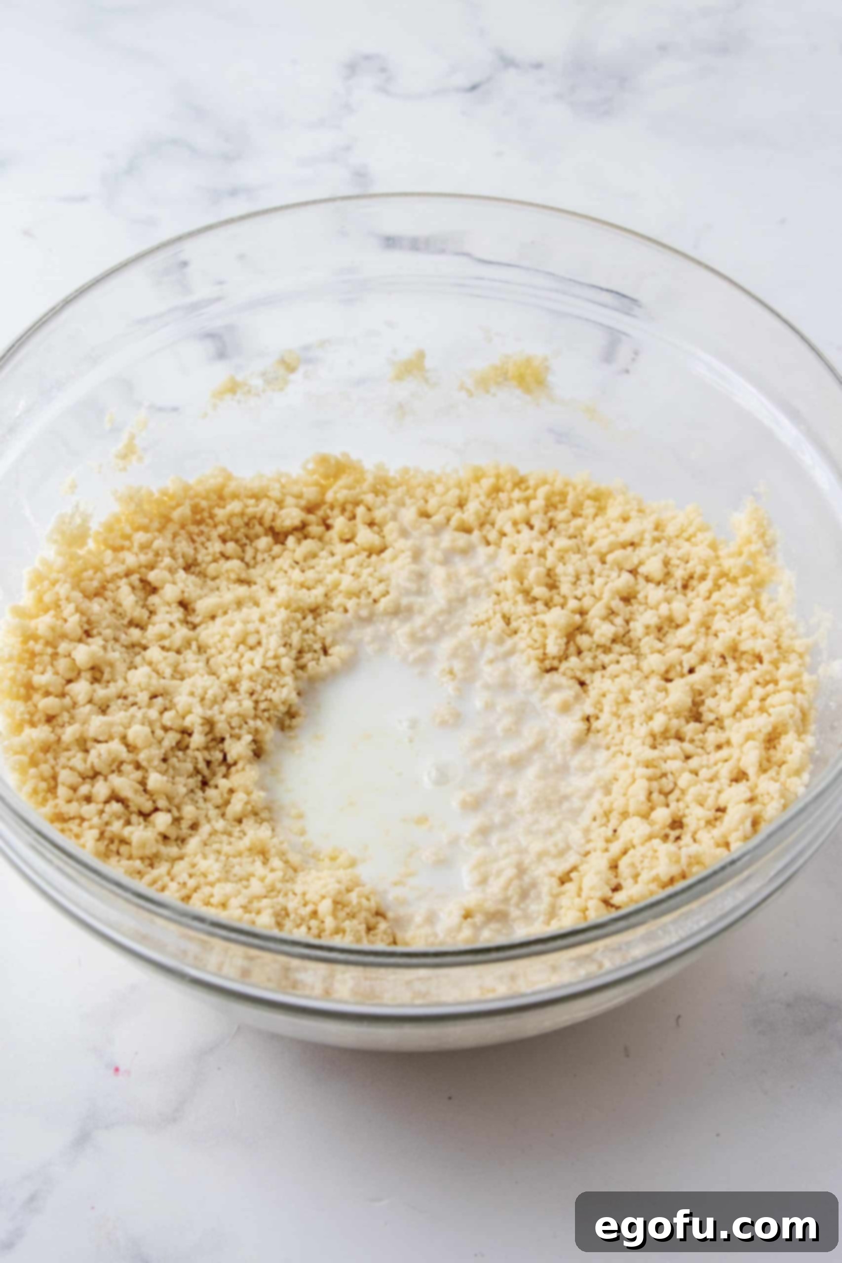 Crimson Raspberry Flip Cake 15 Milk added to crumb mixture.