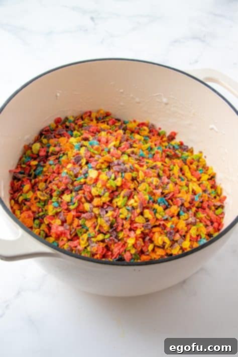 Fruity Pebbles added to marshmallows.
