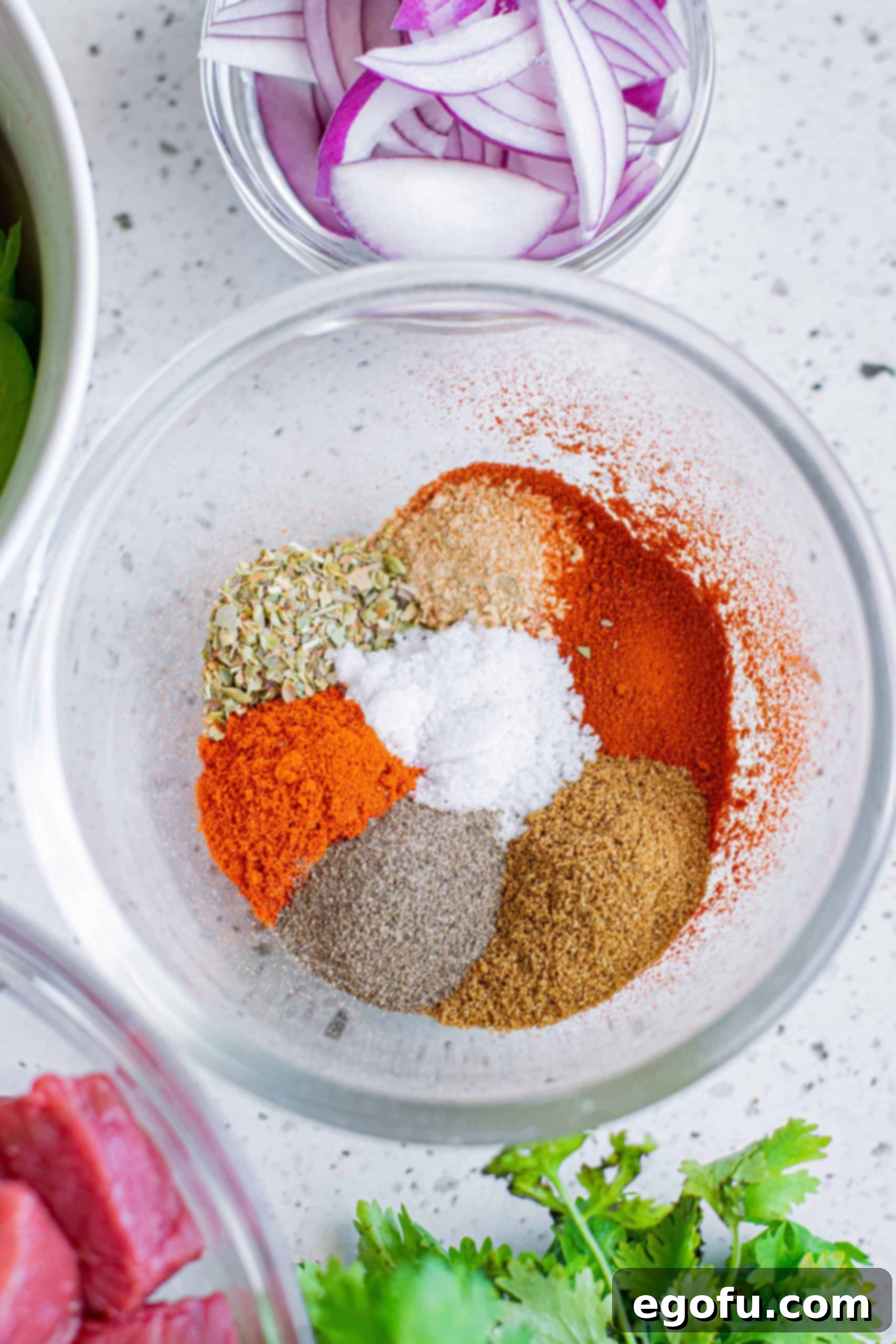Seasonings in small bowl.