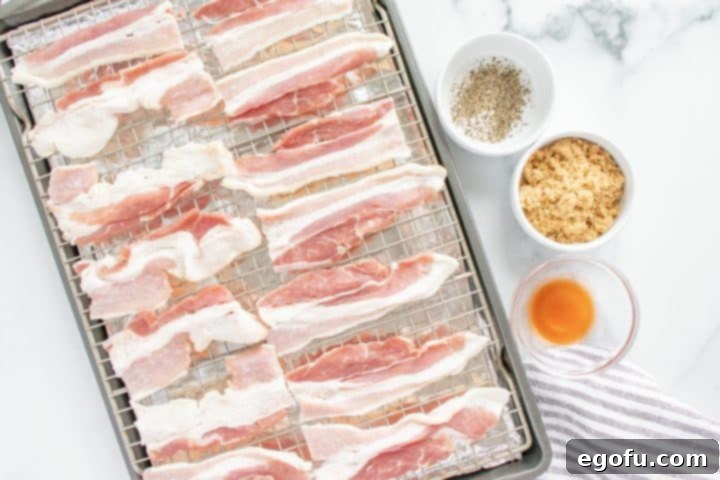 Ingredients needed: bacon, brown sugar, pepper and hot sauce.