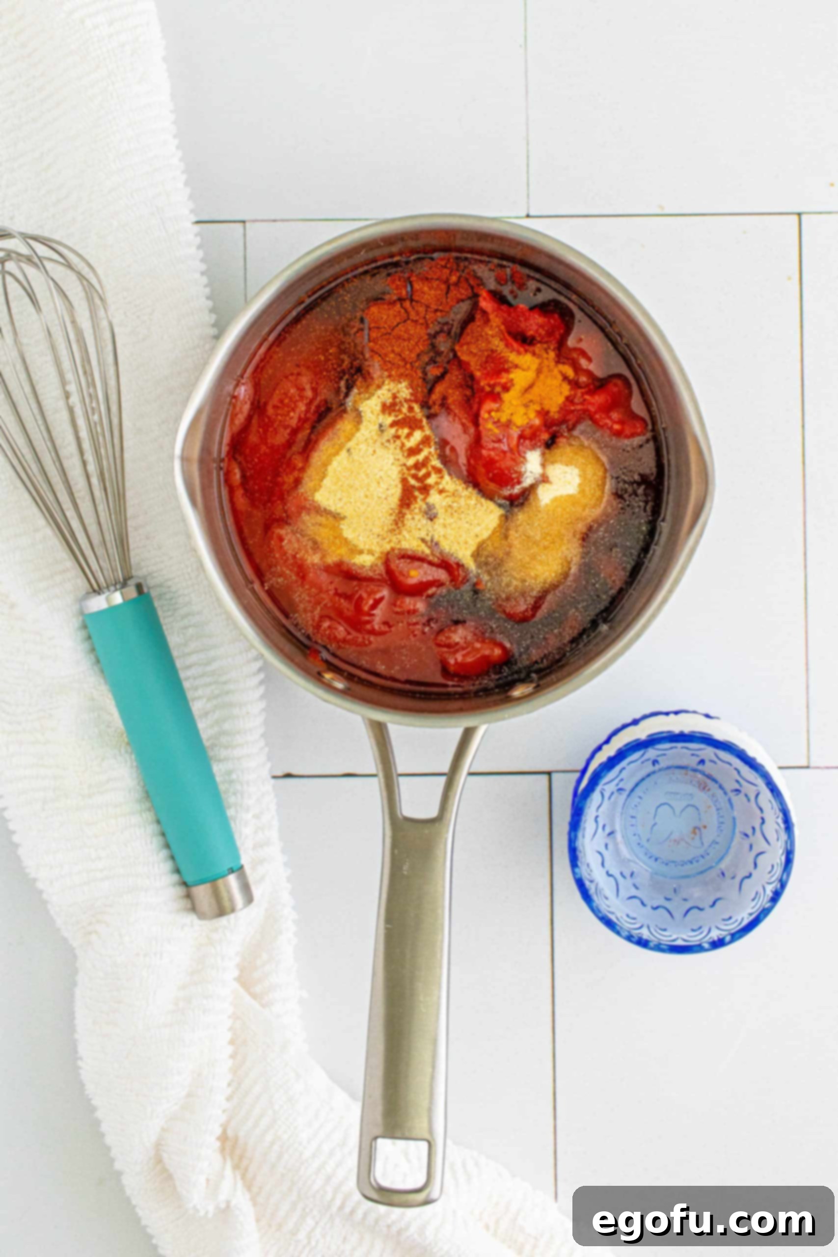 All ingredients placed into metal saucepan