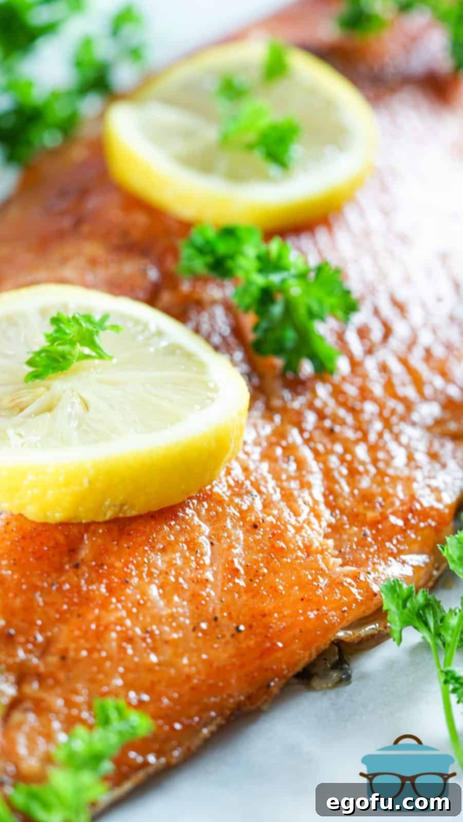 Finished Smoked Slalom with lemon and parsley