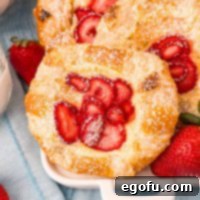 Square image of one Strawberry Cheese Danish topped with powdered sugar