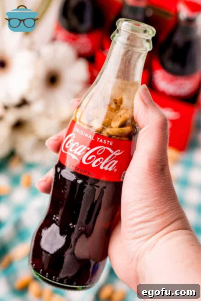The Classic Cola Crunch 2 Hand holding bottle of Coca-Cola and Peanuts, showcasing the simple, classic snack