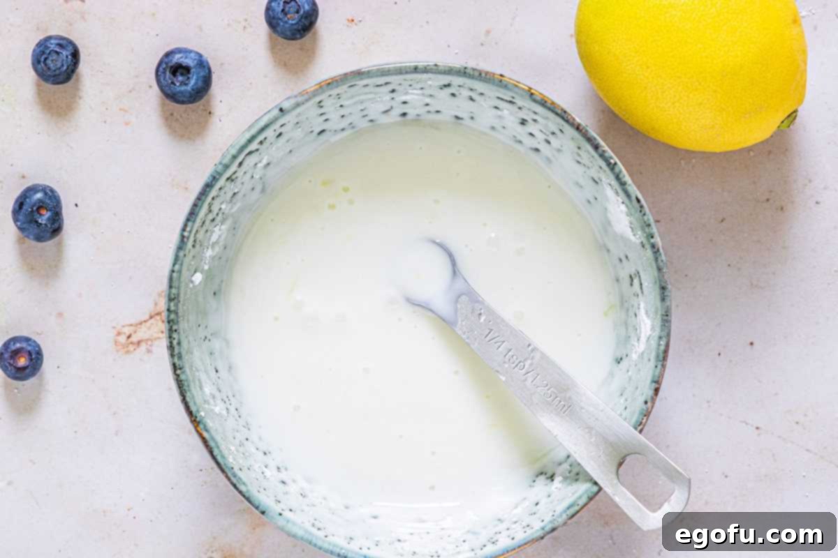 Glaze ingredients mixed together in bowl.