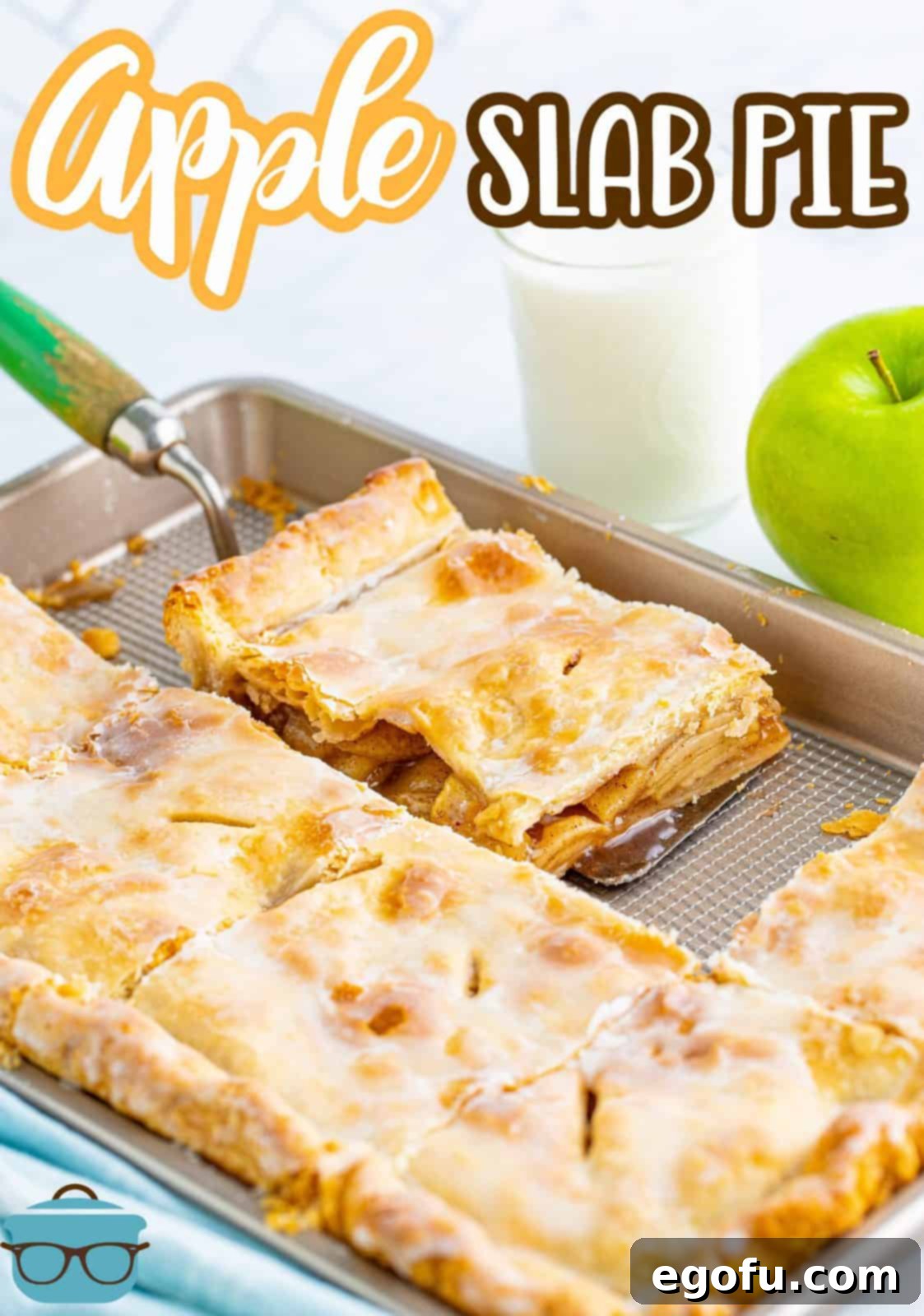 A delicious slice of Apple Slab Pie, perfectly glazed and ready for serving.