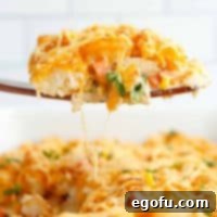 Square image of Tater Tot Chicken Pot Pie on server.