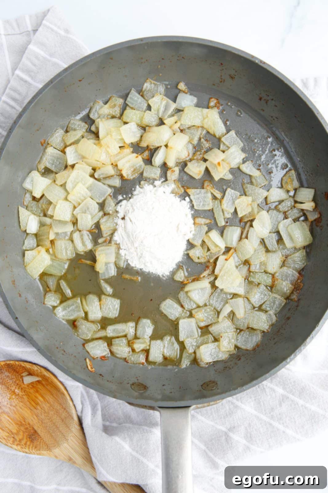 Butter melted with onions and flour added.