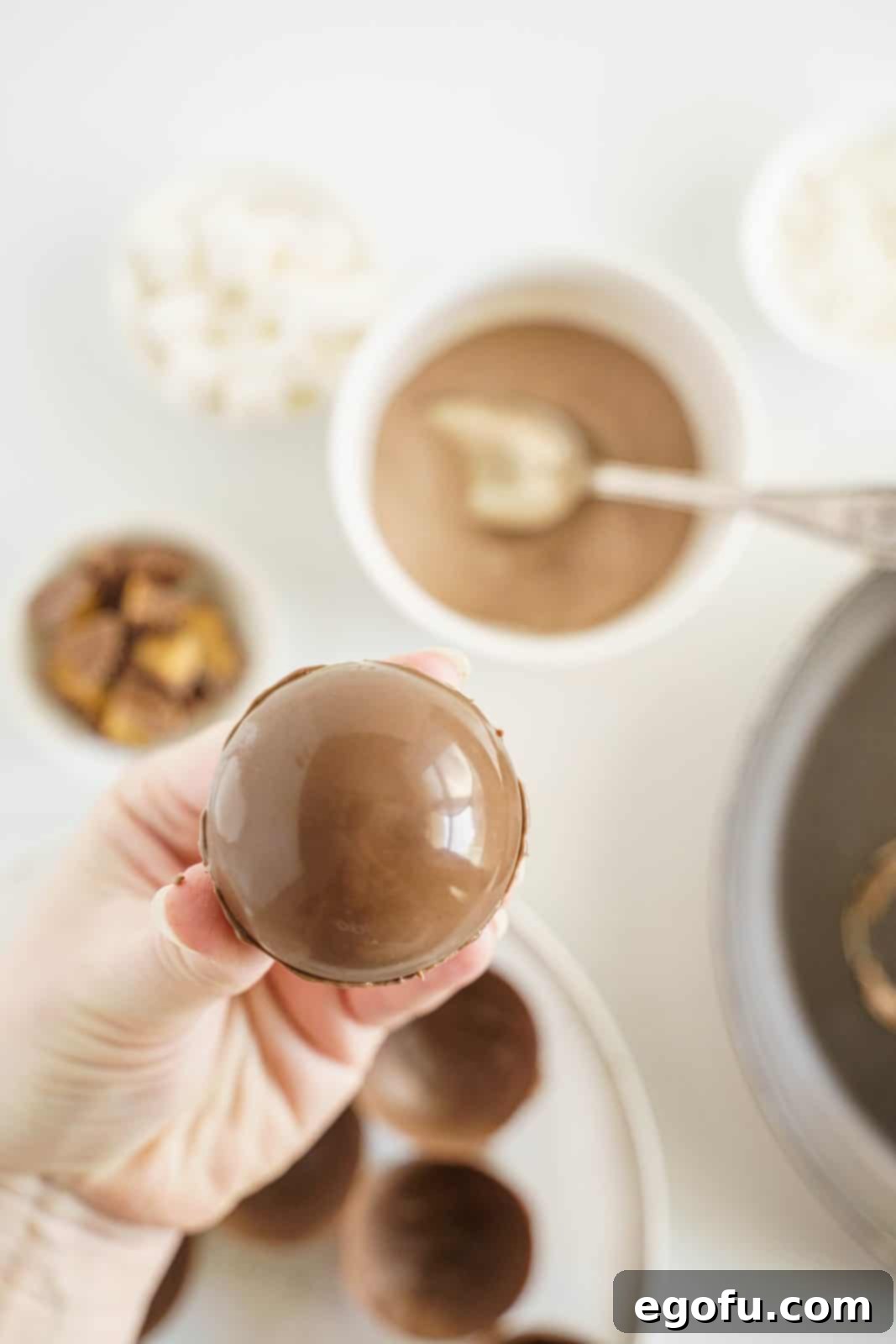 Other half of mold placed over the filled portion to seal.