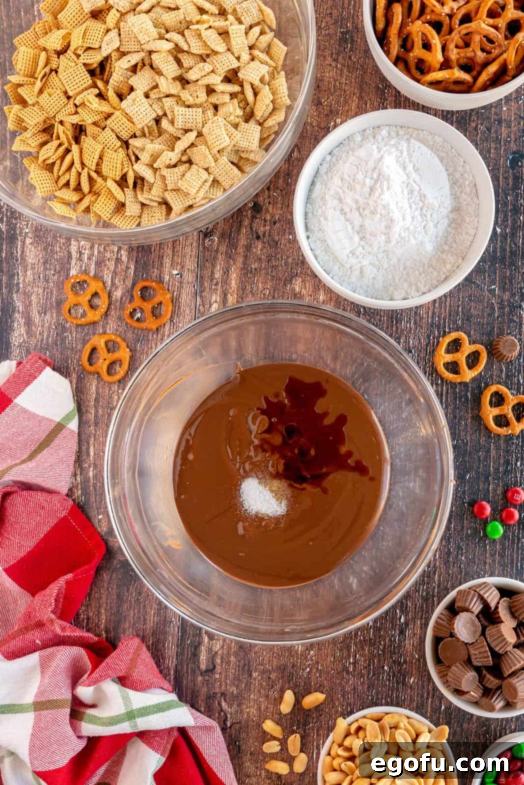 Salt and vanilla added to melted mixture.