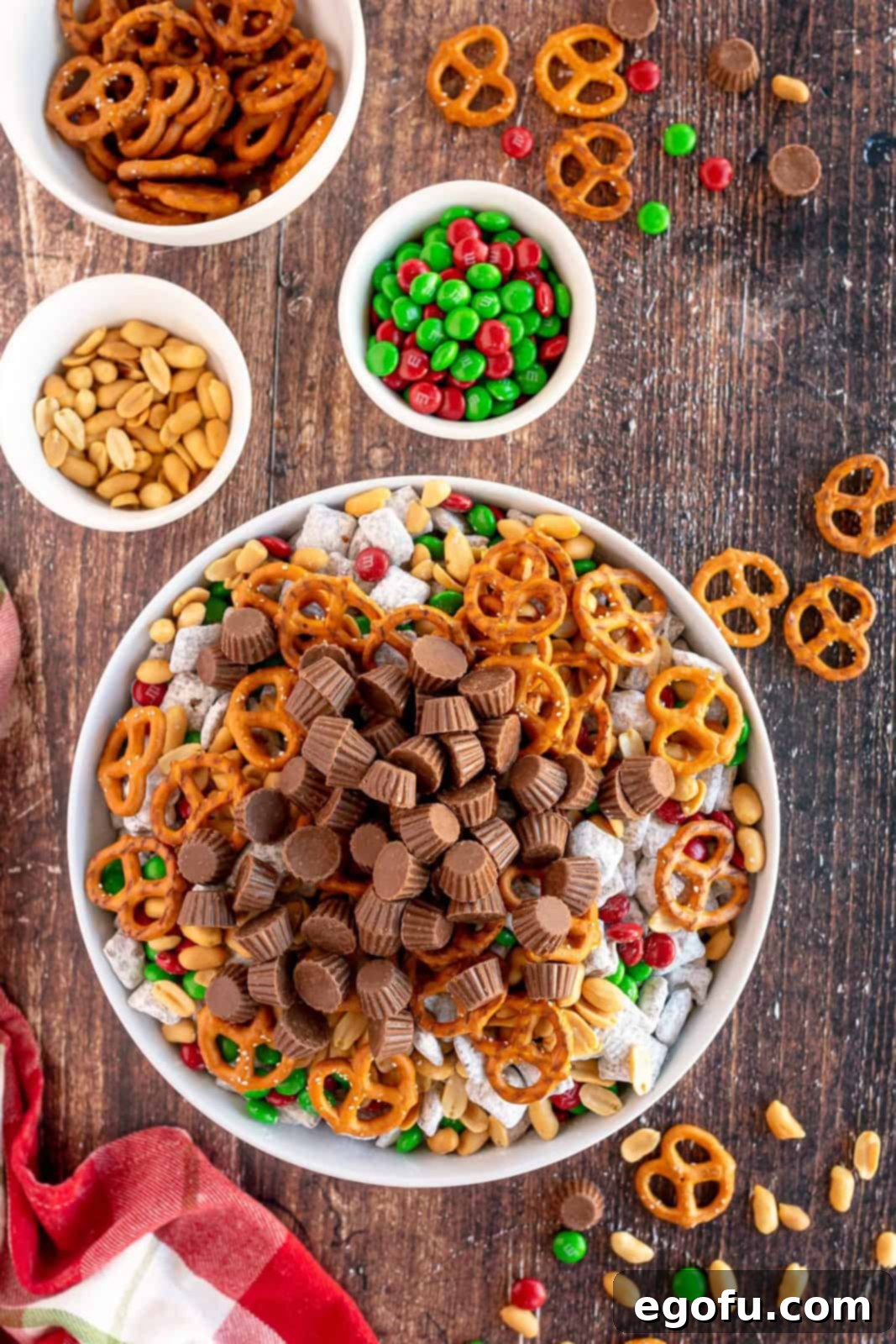 All ingredients in white bowl before mixing together.