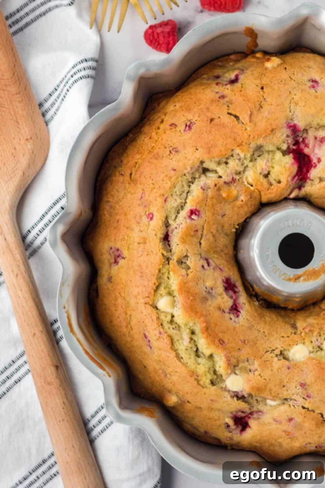 Finished cake cooling in bundt pan.