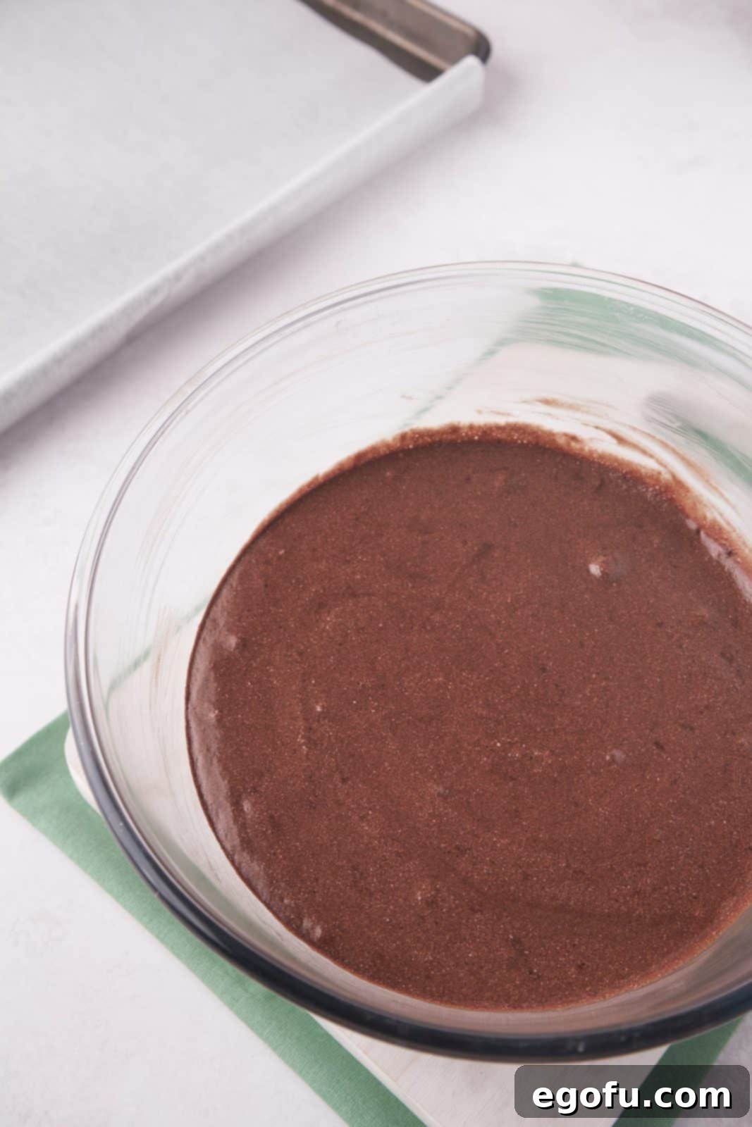 Cake batter in bowl.