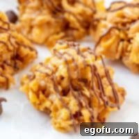 Grandmas Effortless No Bake Cornflake Delights 12 Close up of one Cornflake Cookie, square image.