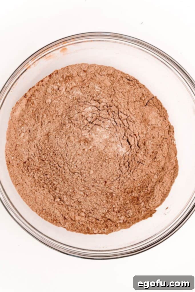 Dry ingredients mixed together in bowl.