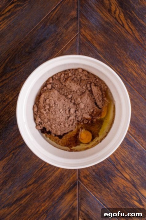 cake mix ingredients in a white bowl