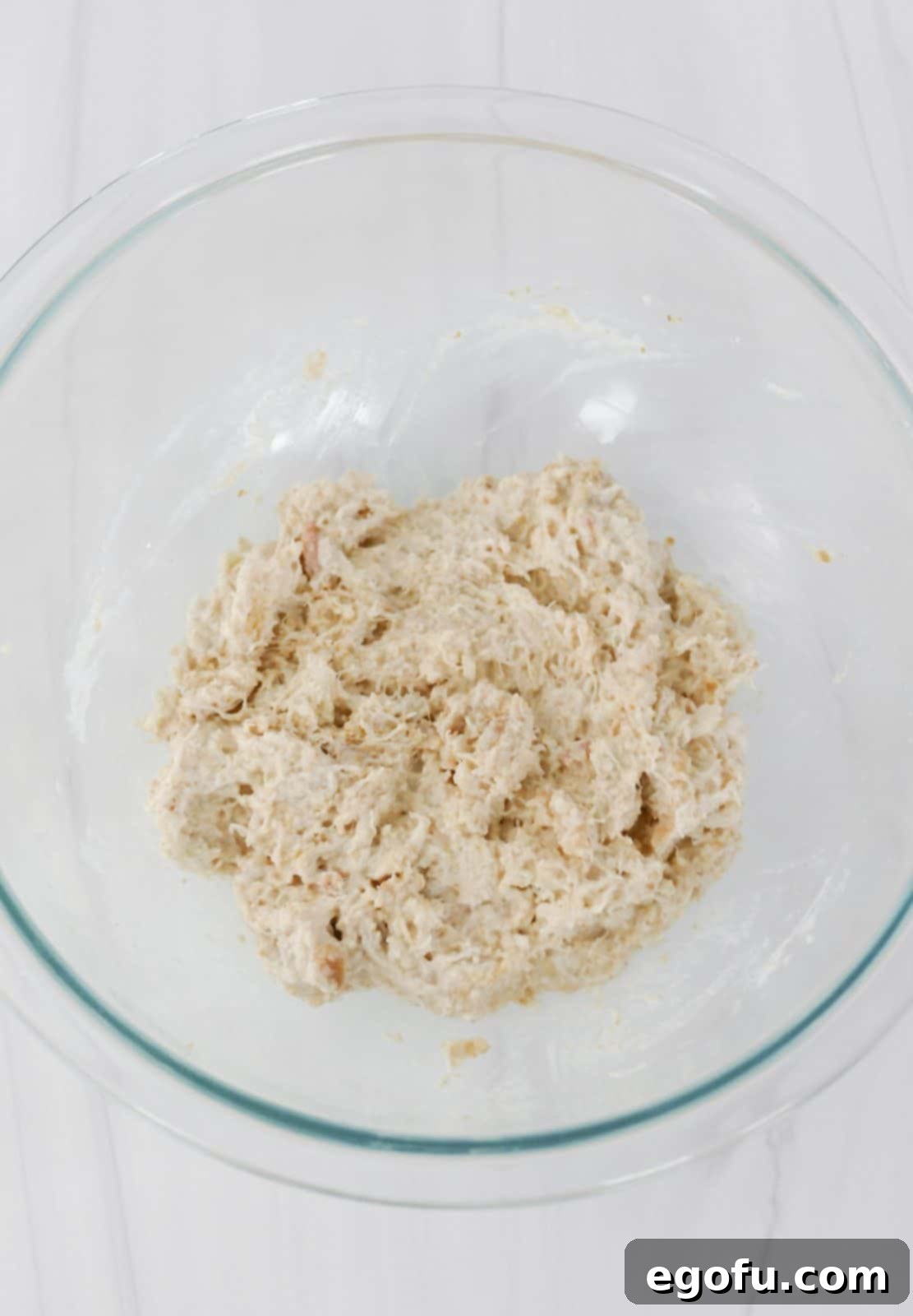 Savory Crab-Filled Mushroom Bites 6 Crab mixture mixed up in large bowl.