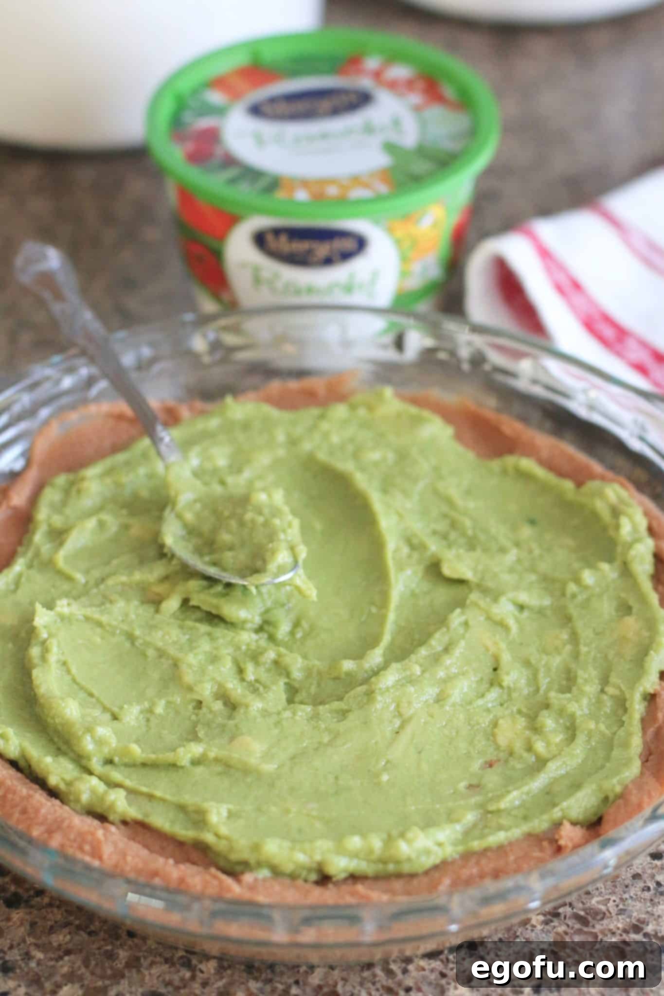 guacamole topped bean dip