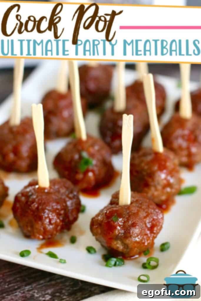Homemade Crock Pot Ultimate Party Meatballs recipe from The Country Cook