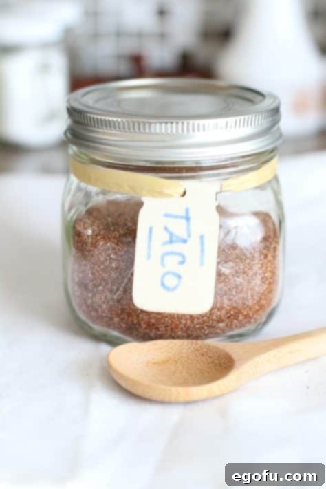 Easy Homemade Taco Seasoning 8 Taco seasoning in a small mason jar.