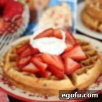 Strawberry Muffin Mix Waffles with whipped cream