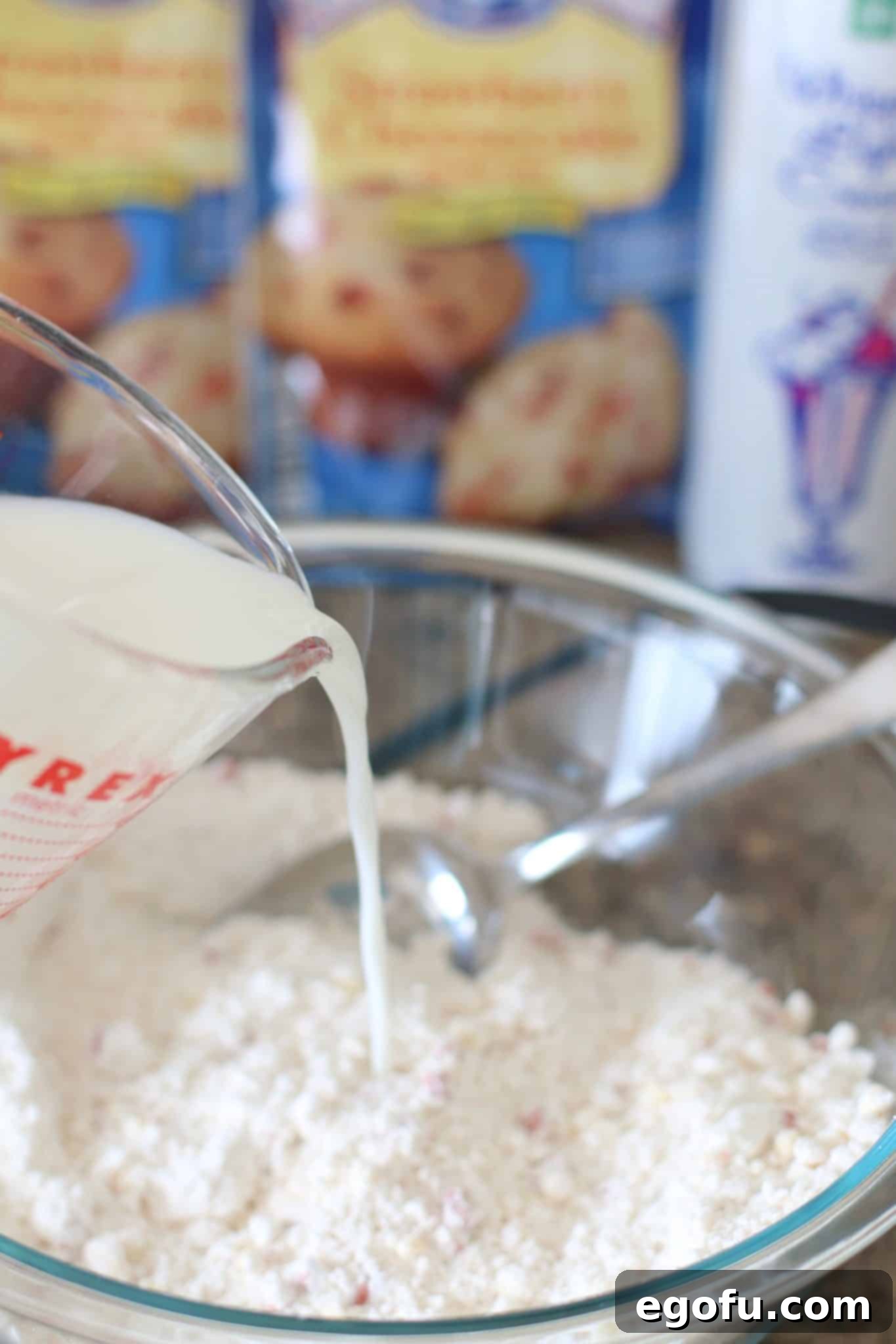 milk and strawberry muffin mix