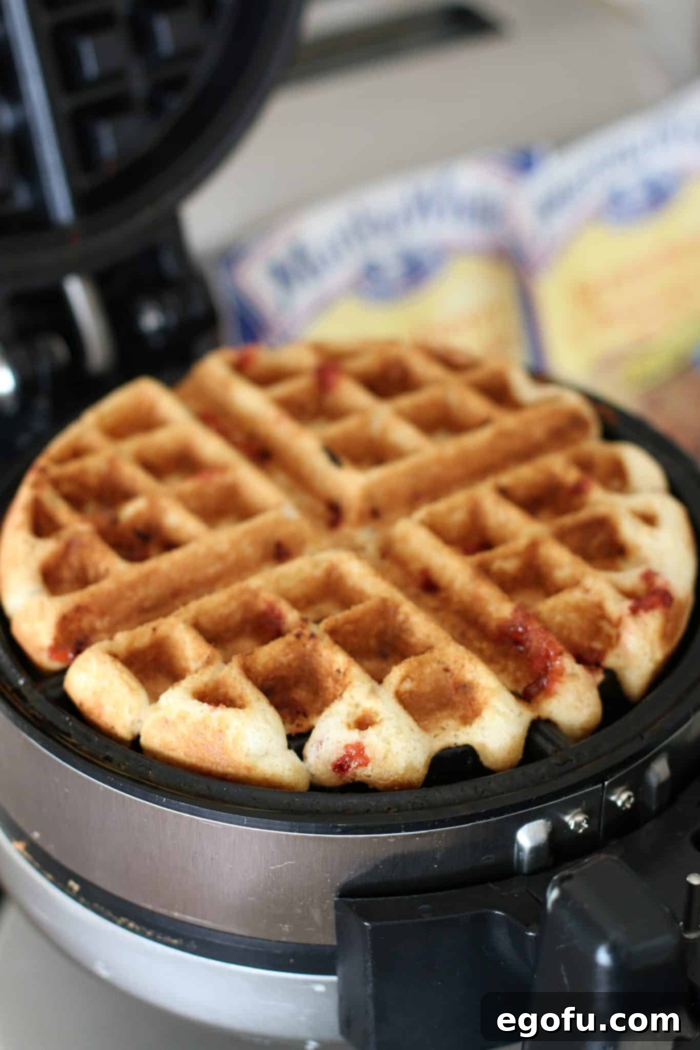 golden brown strawberry muffin mix waffles