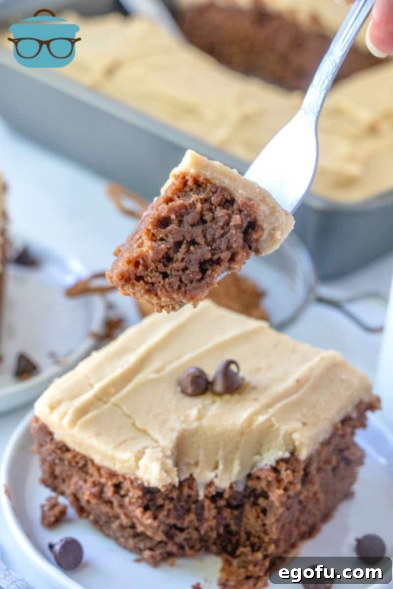 forkful, chocolate mayonnaise cake.