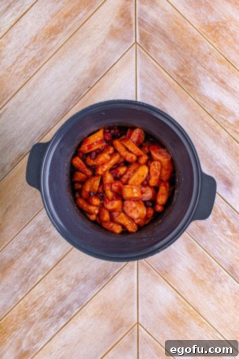 smoked sausages in a slow cooker.