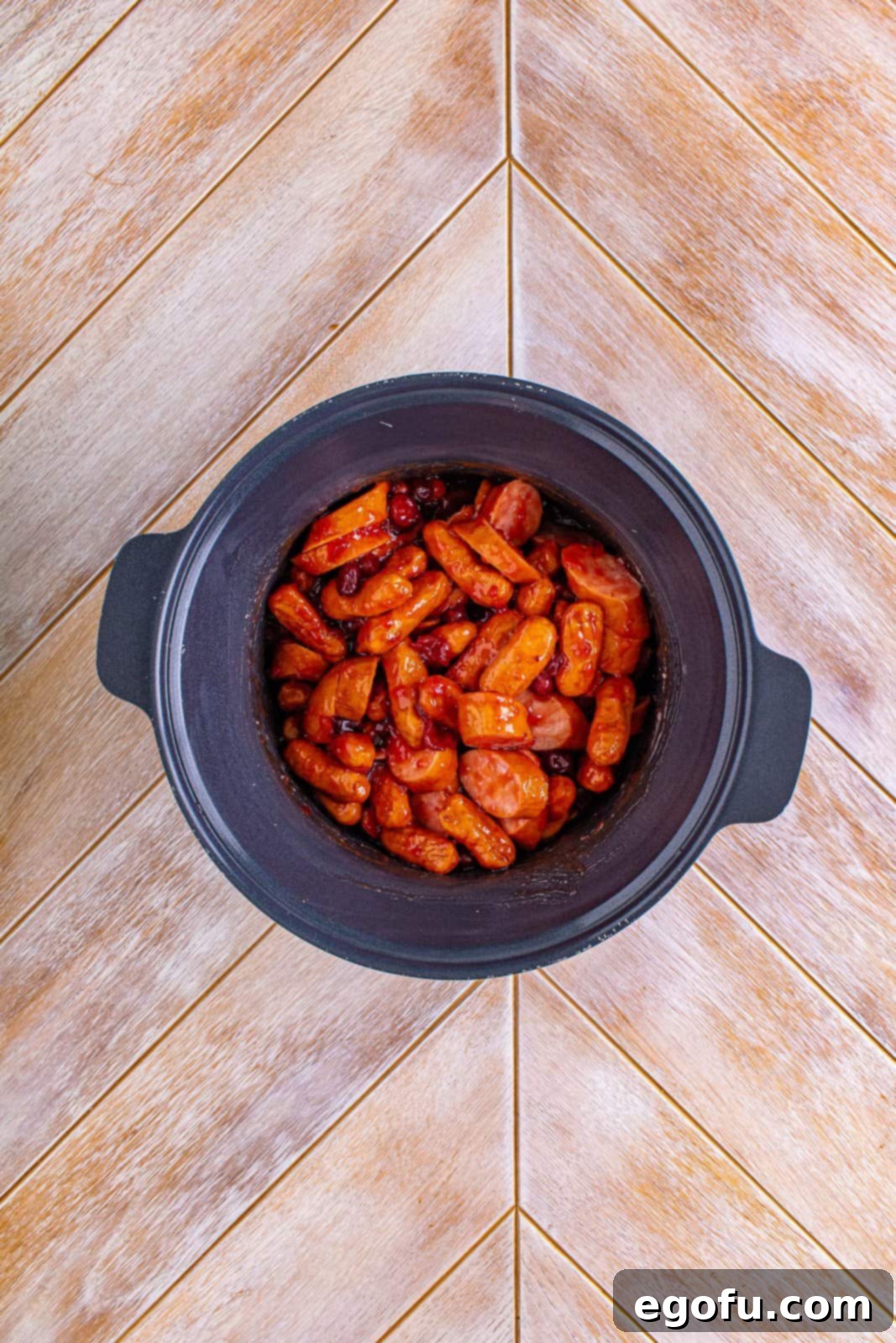 smoked sausages in a slow cooker.