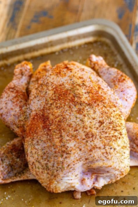Spice coated chicken on a pan.