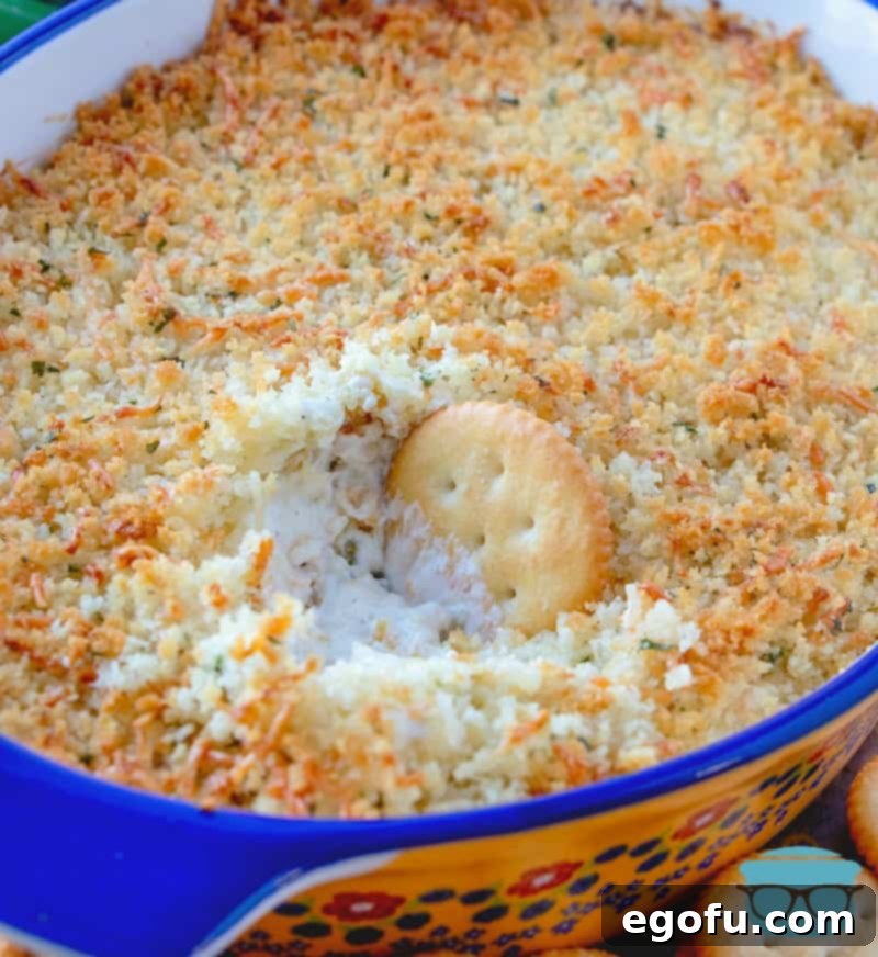 Baked Jalapeño Cheese Dip 2 Warm and Creamy Jalapeño Popper Dip served with Ritz crackers.