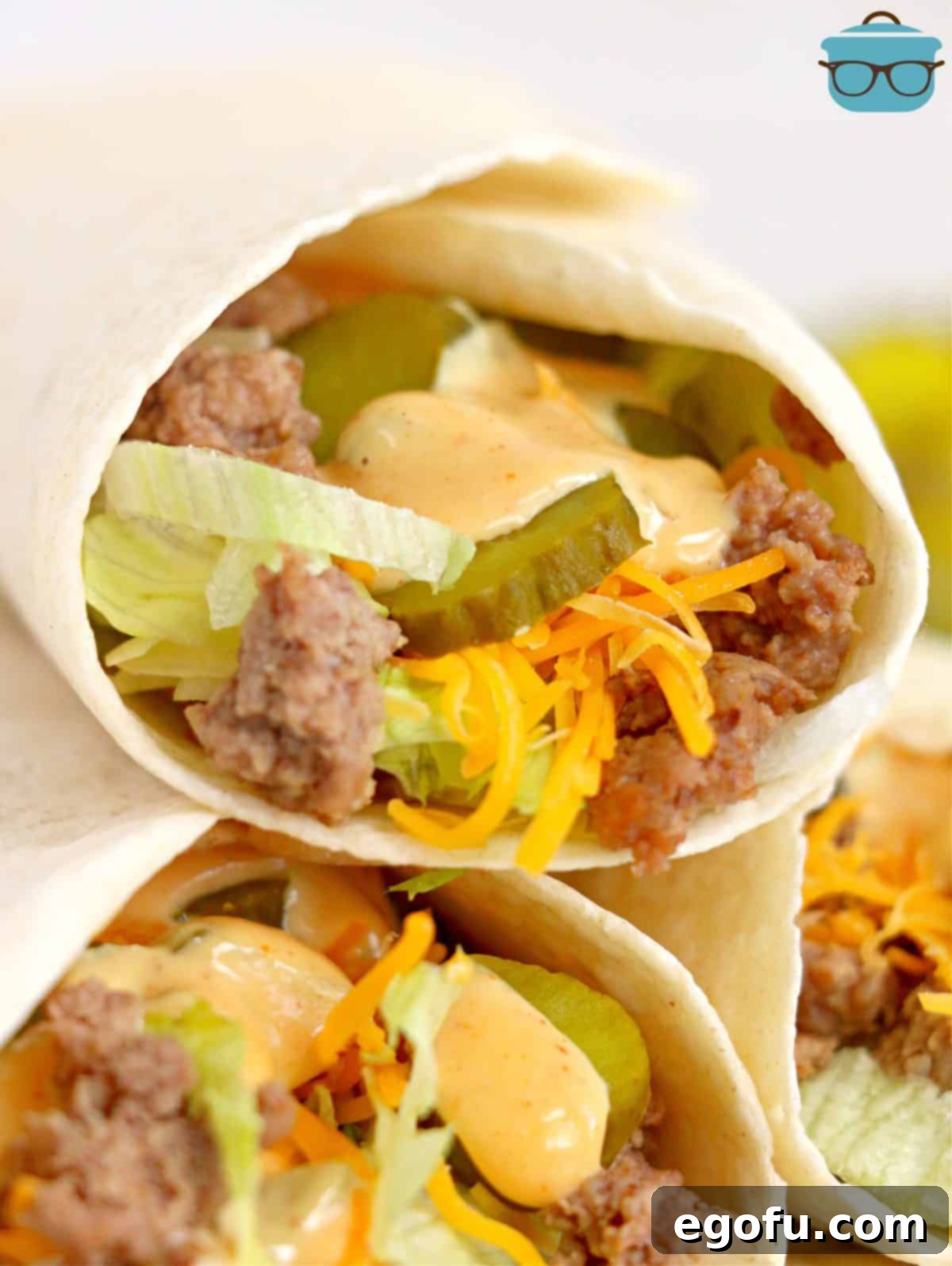 Stacked Big Mac Wraps on top of one another close up.