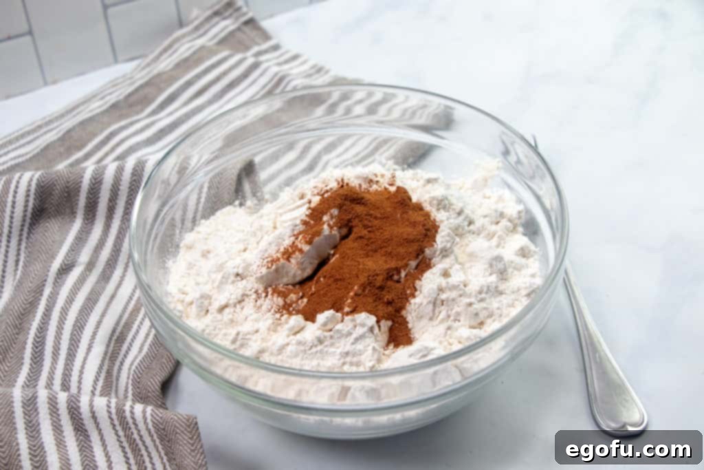 brown sugar, flour and cinnamon in a medium glass bowl.
