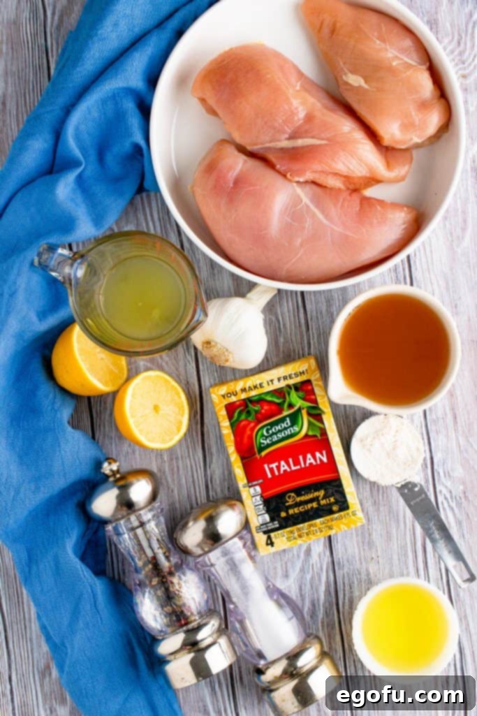 Zesty Slow Cooker Lemon Garlic Chicken 5 Crock Pot Lemon Garlic Chicken Ingredients: chicken tenders, lemon juice, chicken broth, garlic, salt and pepper, oil, butter, all purpose flour, Good Seasons Italian dressing.