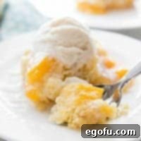 Easy Peach Cobbler Cake recipe square image