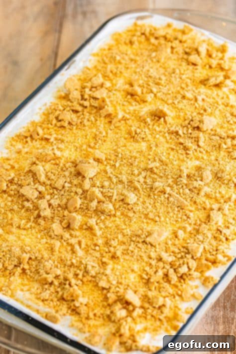 Super Moist Carrot Poke Cake 16 Graham crackers sprinkled on top of a Carrot Poke Cake.