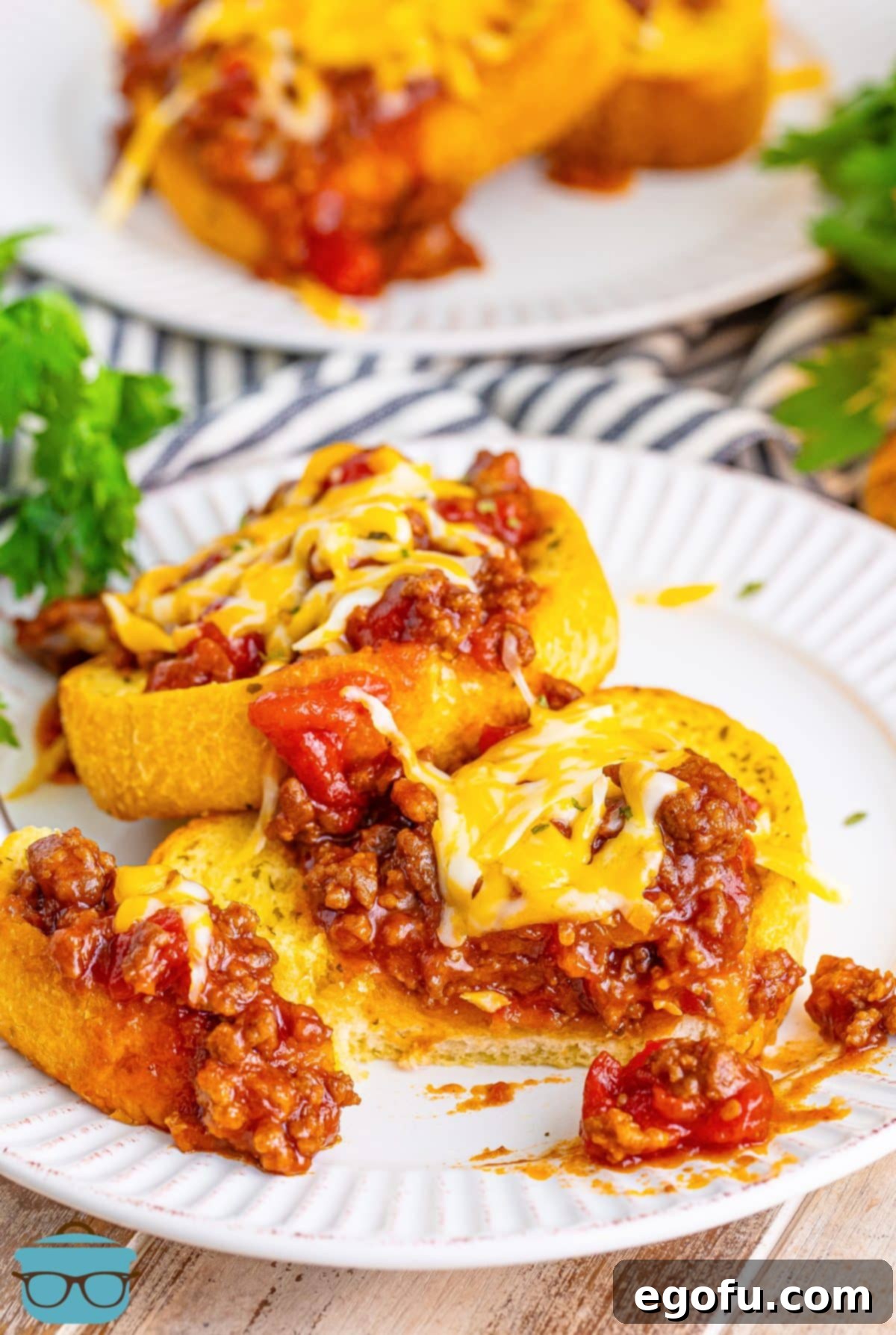 A plate with some Texas Toast Sloppy Joes.