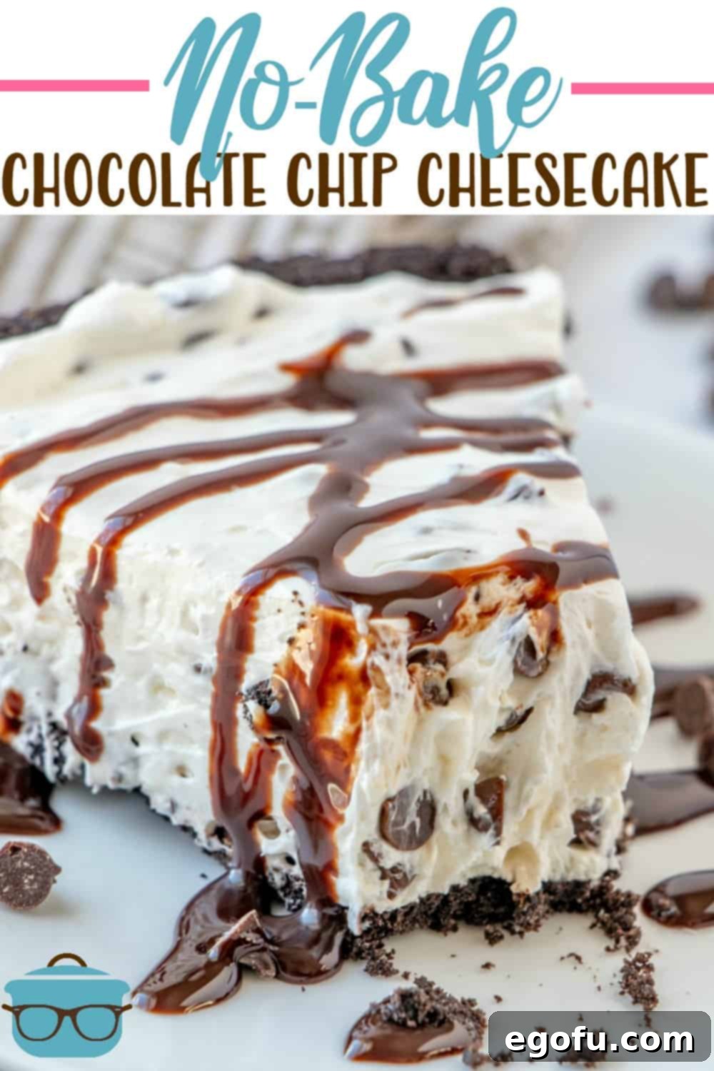 No-Bake Chocolate Chip Cheesecake recipe from The Country Cook.