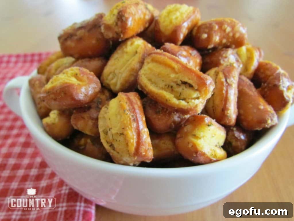 Delicious Ranch Pretzel Bites in a serving bowl, perfect for parties and game day.