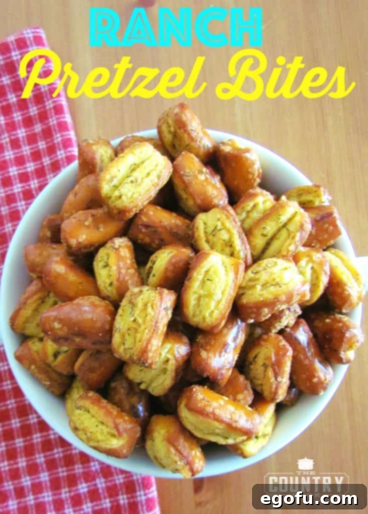 Close-up of seasoned Ranch Pretzel Bites, highlighting their crunchy texture and savory coating.