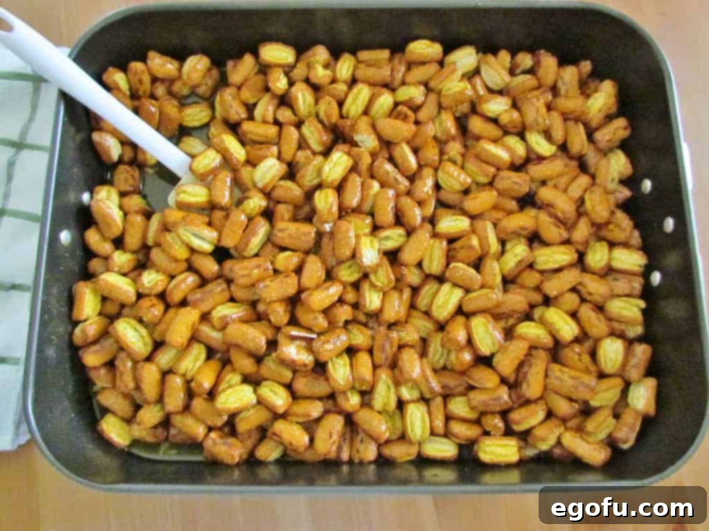 Thoroughly seasoned pretzels, coated with the ranch mixture, spread out in a large roasting pan.