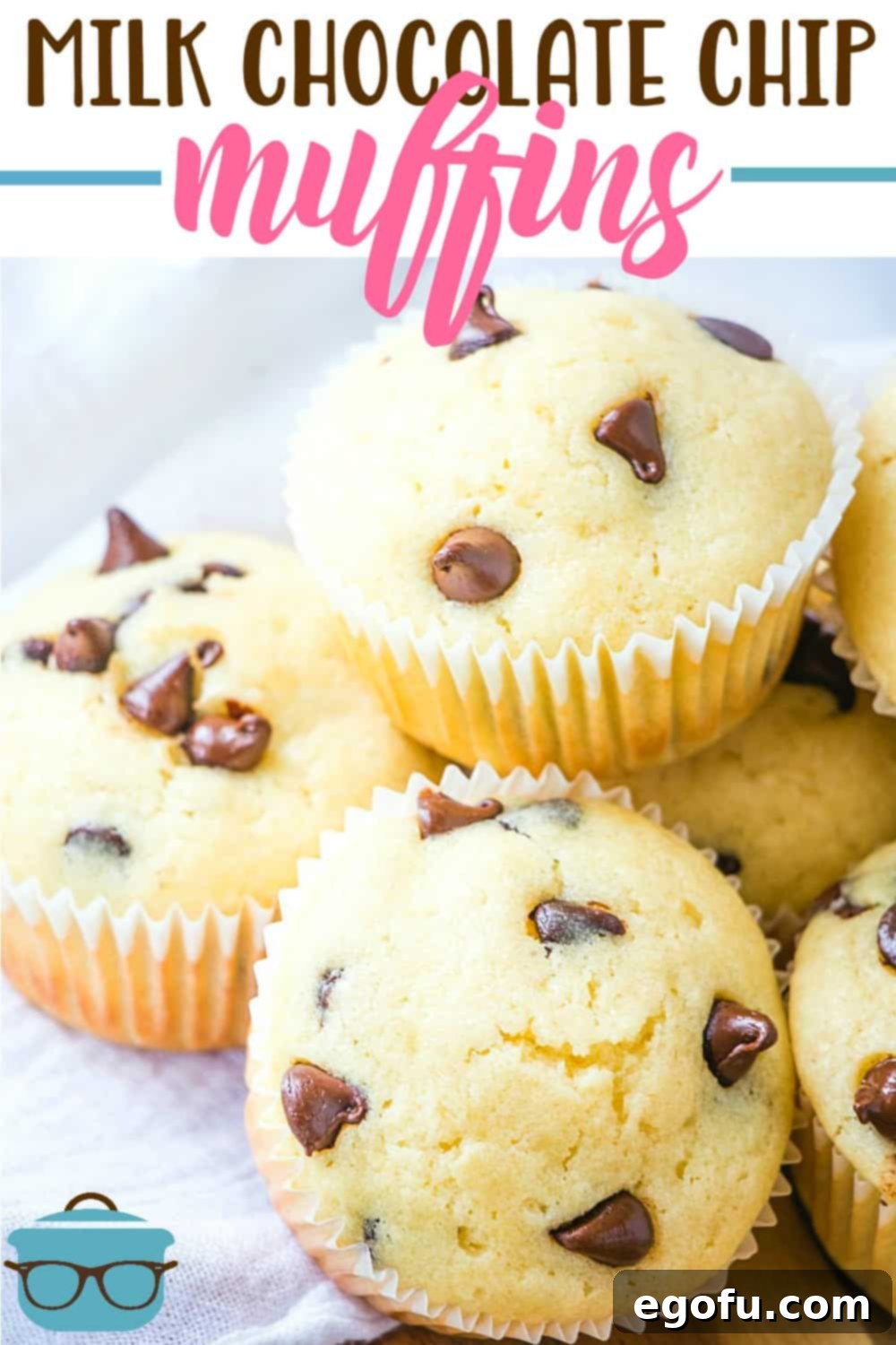 Decadent Milk Chocolate Chip Muffins 3 The Yummiest Homemade Milk Chocolate Chip Muffins recipe. Muffins showed stacked on a plate.