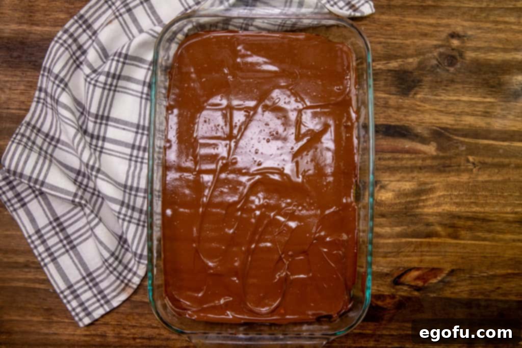 melted chocolate peanut butter mixture spread on top of cracker layer