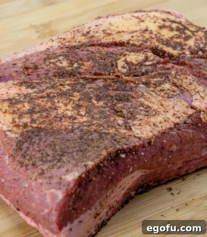 beef seasoning rub on beef brisket