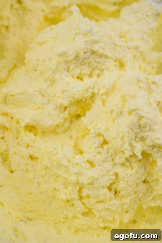 Cool Whip thoroughly mixed with instant vanilla pudding, creating a smooth, creamy frosting-like filling, ready for graham cracker sandwiches.