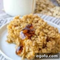 Maple Syrup drizzled on baked oatmeal