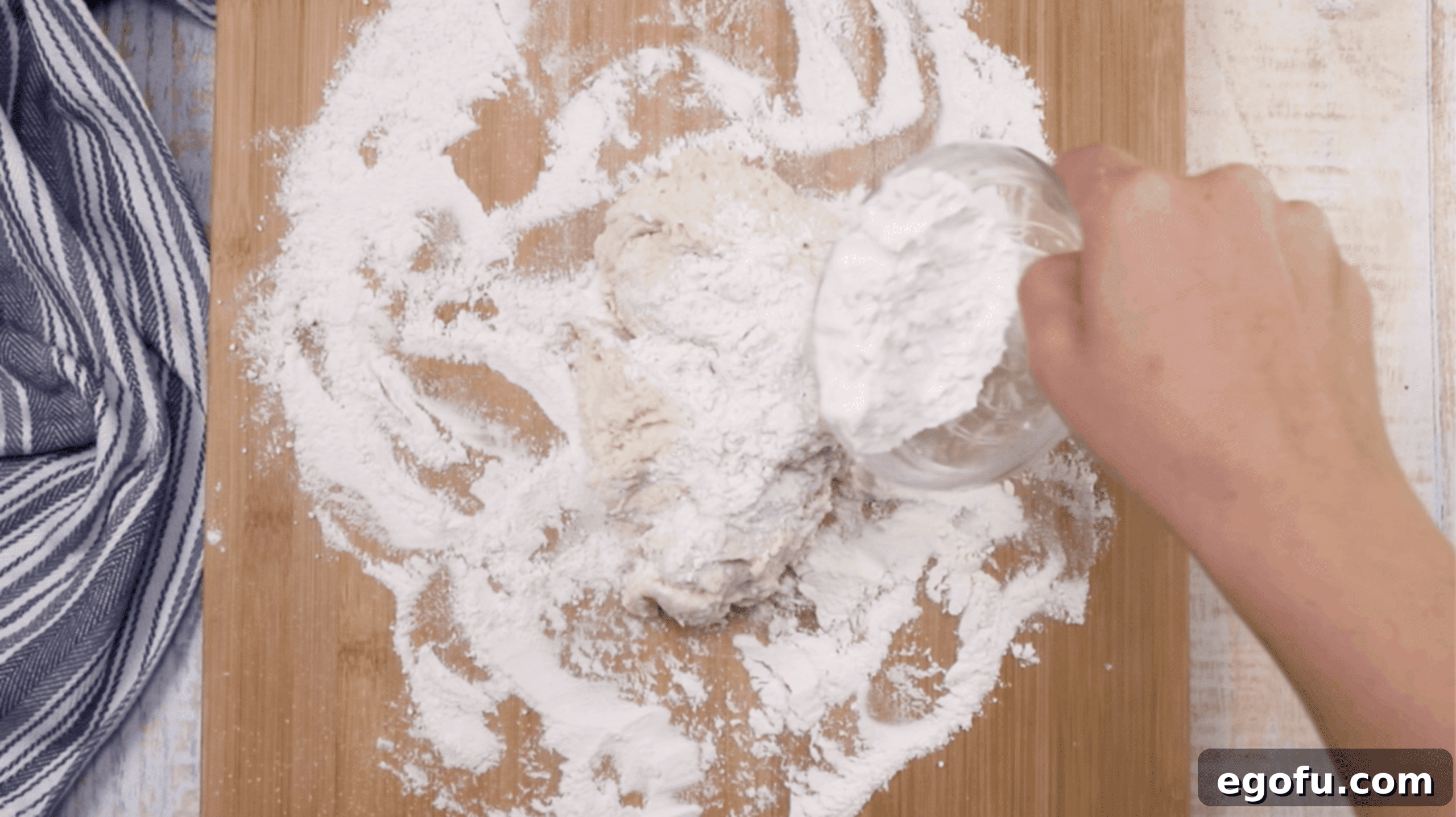 dumpling dough on counter.