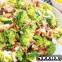 Creamy Broccoli Salad recipe with fresh ingredients.